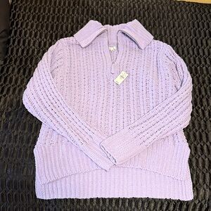 Aerie Lilac Chenille 1/4 Zip Sweater